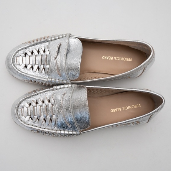 Veronica Beard. Penny Woven Silver Flats. - Picture 2 of 14